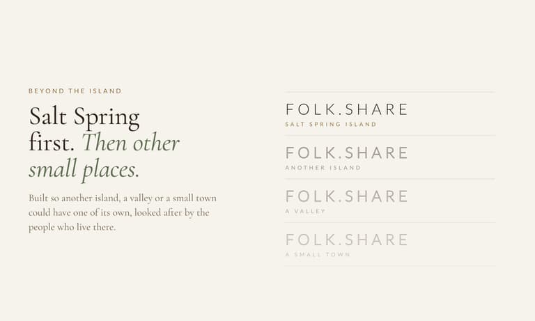 Folk.Share Salt Spring Island as the first of several lock-ups waiting for other small places
